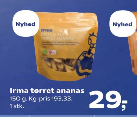 Irma tørret ananas 150 g. Kg-pris 193,33. 1 stk. – SuperBrugsen