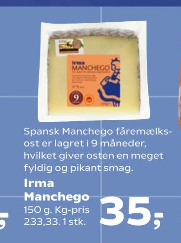 Irma Manchego 150 g. Kg-pris 233,33. 1 stk. – SuperBrugsen