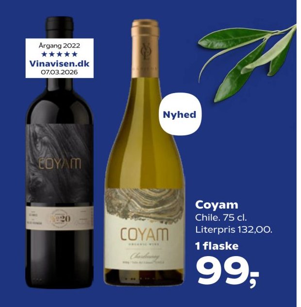 Coyam Chile. 75 cl. Literpris 132,00. – SuperBrugsen