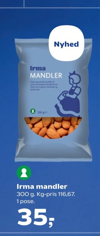 Irma mandler 300 g. Kg-pris 116,67 1 pose. – SuperBrugsen