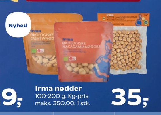 Irma nødder 100-200 g. Kg-pris maks. 350,00. 1 stk. – SuperBrugsen
