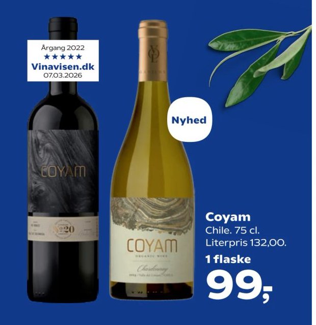 Coyam Chile. 75 cl. Literpris 132,00. – SuperBrugsen