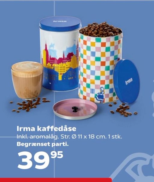 Irma kaffedåse Inkl. aromalåg. Str. Ø 11 x 18 cm. 1 stk. Begrænset parti. – SuperBrugsen