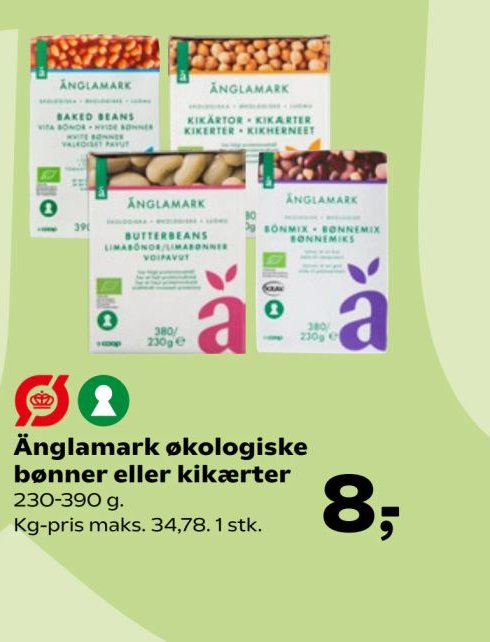 Änglamark økologiske bønner eller kikærter – SuperBrugsen